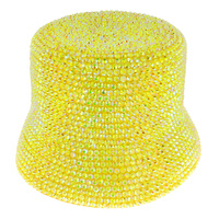 FASHION BLING RHINESTONE STUDDED PAPER BRAID BUCKET HAT