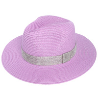 PANAMA FEDORA PAPER BRAID HAT WITH CRYSTAL BAND