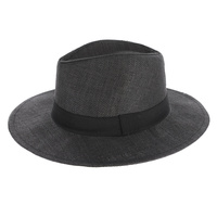 FEDORA PANAMA UPTURN PAPER BRAID WIDE BRIM BELTED HAT