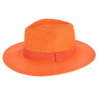 FEDORA PANAMA UPTURN PAPER BRAID WIDE BRIM BELTED HAT
