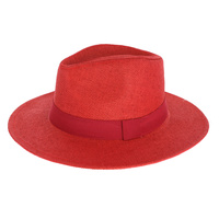 FEDORA PANAMA UPTURN PAPER BRAID WIDE BRIM BELTED HAT