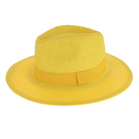 FEDORA PANAMA UPTURN PAPER BRAID WIDE BRIM BELTED HAT
