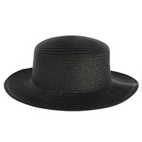 TWO-TONE FEDORA PANAMA UPTURN PAPER BRAID CONTRAST WIDE BRIM HAT
