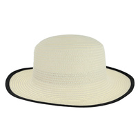 TWO-TONE FEDORA PANAMA UPTURN PAPER BRAID CONTRAST WIDE BRIM HAT