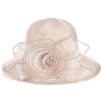KENTUCKY DERBY SOUTHERN STYLE FLORAL ROSE BUD DRESSY PAPER BRAID HAT