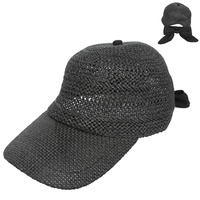 RAFFIA STRAW WOVEN BASEBALL CAP