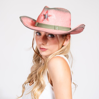 FASHION WESTERN STAR PRINT PAPER BRAID COWBOY HAT