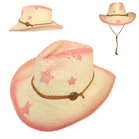 FASHION WESTERN STAR PRINT PAPER BRAID COWBOY HAT
