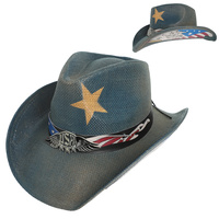 PATRIOTIC WESTERN STAR COWBOY HAT WITH BAND