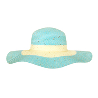 TURQIOUSE LARGE  SUMMER HAT WITH BACK BOW TIE