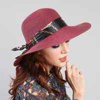 PINK LARGE  SUMMER HAT WITH BOW TIE