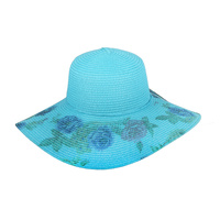TURQUOISE CUTE  SPRING HAT  WITH ROSES