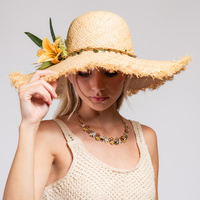 FASHION RAPHIA SUN HAT WITH FLOWER