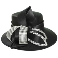 JEWELED LOOPED BOW SATIN BRAID HAT