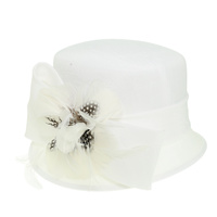 FEATHER FLOWER BOW SINAMAY PILLBOX HAT