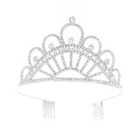 CRYSTAL RHINESTONE CROWN WITH COMB TIARA