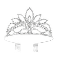 CRYSTAL RHINESTONE CROWN WITH COMB TIARA