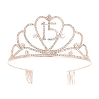 SWEET 15TH BIRTHDAY GIRL CRYSTAL RHINESTONE CROWN COMB TIARA