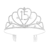 SWEET 15TH BIRTHDAY GIRL CRYSTAL RHINESTONE CROWN COMB TIARA