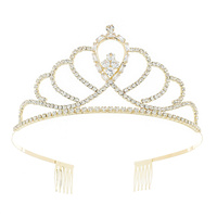 CRYSTAL RHINESTONE CROWN WITH COMB TIARA