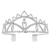 CRYSTAL RHINESTONE PAVE ROYAL PRINCESS TALL TIARA HEADPIECE WITH HAIR COMB