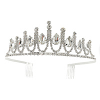 SCALLOPED TEARDROP GEMSTONE CRYSTAL RHINESTONE TIARA