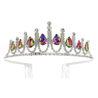 SCALLOPED TEARDROP GEMSTONE CRYSTAL RHINESTONE TIARA
