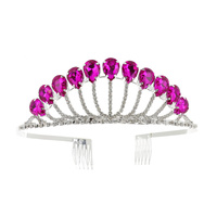 CRYSTAL RHINESTONE PAVE TEARDROP GEMSTONE TIARA WITH COMB
