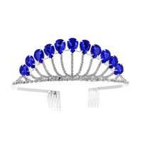 CRYSTAL RHINESTONE PAVE TEARDROP GEMSTONE TIARA WITH COMB