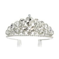 CRYSTAL RHINESTONE TEARDROP CLUSTER CROWN COMB TIARA