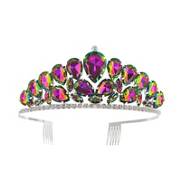 CRYSTAL RHINESTONE TEARDROP CLUSTER CROWN COMB TIARA