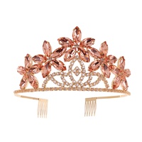 CRYSTAL RHINESTONE FLORAL CROWN COMB TIARA