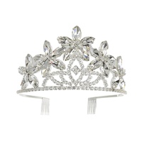 CRYSTAL RHINESTONE FLORAL CROWN COMB TIARA