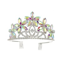 CRYSTAL RHINESTONE FLORAL CROWN COMB TIARA