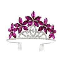 CRYSTAL RHINESTONE FLORAL CROWN COMB TIARA