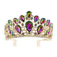 CRYSTAL RHINESTONE PAVE TEARDROP CLUSTER TIARA WITH COMB