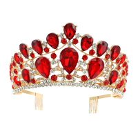 CRYSTAL RHINESTONE PAVE TEARDROP CLUSTER TIARA WITH COMB