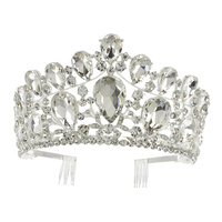 CRYSTAL RHINESTONE PAVE TEARDROP CLUSTER TIARA WITH COMB