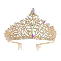 CRYSTAL RHINESTONE PETAL CUT GEMSTONE VINE TIARA CROWN WITH COMB