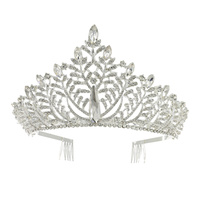CRYSTAL RHINESTONE PETAL CUT GEMSTONE VINE TIARA CROWN WITH COMB