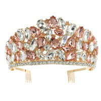 CRYSTAL RHINESTONE GEMSTONE CLUSTER TIARA WITH COMB