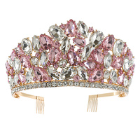 CRYSTAL RHINESTONE GEMSTONE CLUSTER TIARA WITH COMB