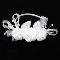 Hwh11Wh Flower With Pearls Wedding Headband Fascinator