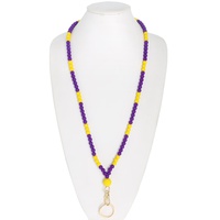 GAME DAY TEAM COLORS BEADED BADGE ID LANYARD