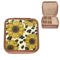 WESTERN SUNFLOWER TOOLED LEATHER JEWELRY BOX
