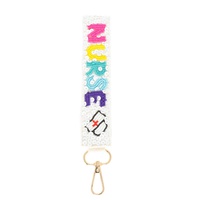NURSE LONG STRIP LETTERING BEADED KEYCHAIN