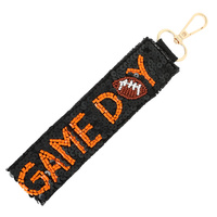 GAME DAY SEED BEADED SEQUIN FOOTBALL KEYCHAIN
