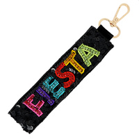 FIESTA LONG STRIP SEED BEADED SEQUINS KEYCHAIN