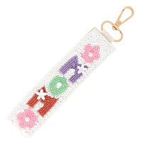 MOM LONG STRIP SEED BEADED SEQUINS KEYCHAIN