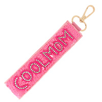 COOL MOM LONG STRIP SEED BEADED SEQUINS KEYCHAIN